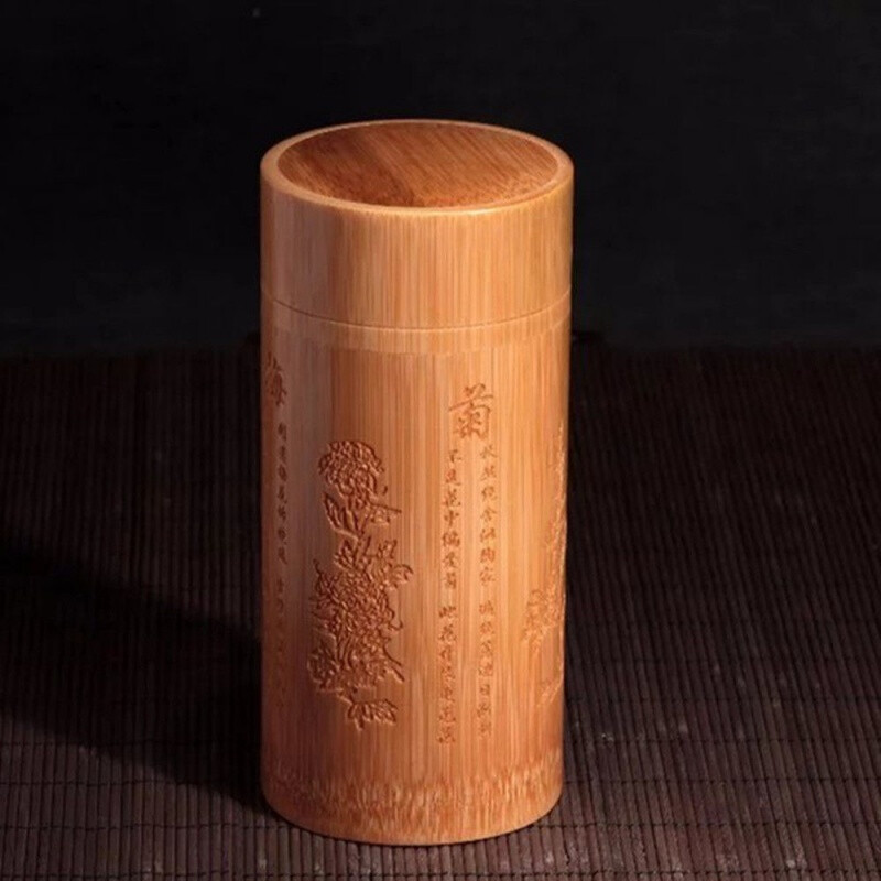 竹茶葉罐竹茶葉筒茶葉罐帶蓋竹雕茶葉罐竹制品竹工藝